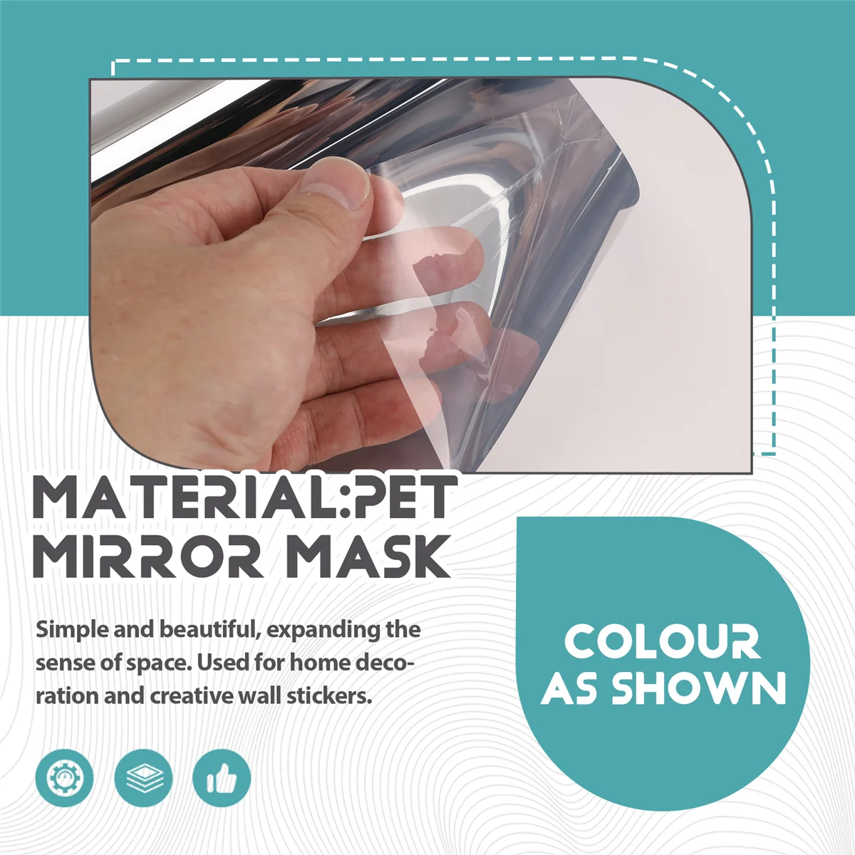 

AA38M зеркальная наклейка на стену, прямоугольная самоклеящаяся пленка для декора комнаты, высококачественная мебельная пленка, зеркальная фольга 50X50 см