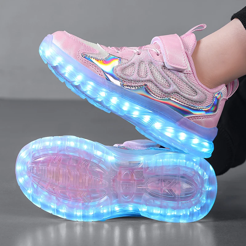 New Children's Led Light Sneakers Kids Fashion Sports Casual Shoes for Boys Girls Princess Tennis Outdoor Boots Walking Footwear