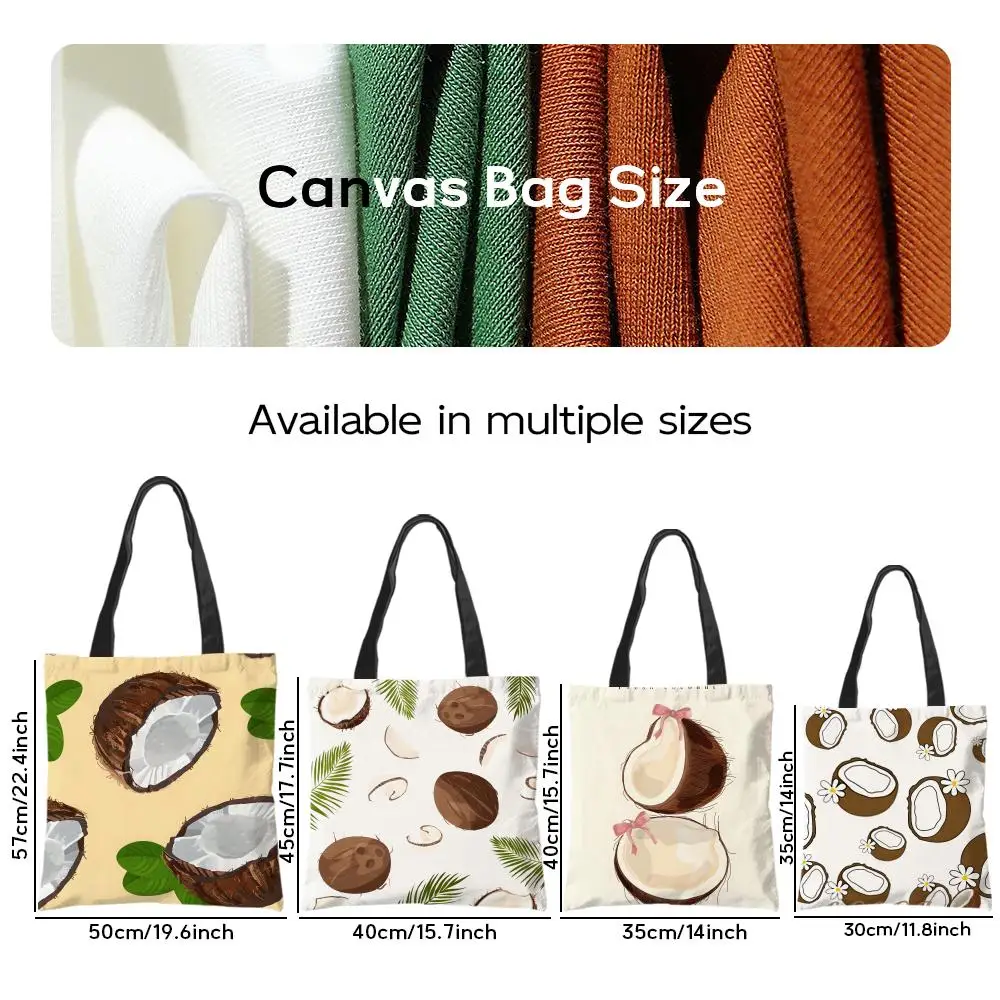 Tropical Coconut Illustration Storage Bags Canvas Shoulder Bag for Boys Girls Anime Crossbody Bags Students Handbag