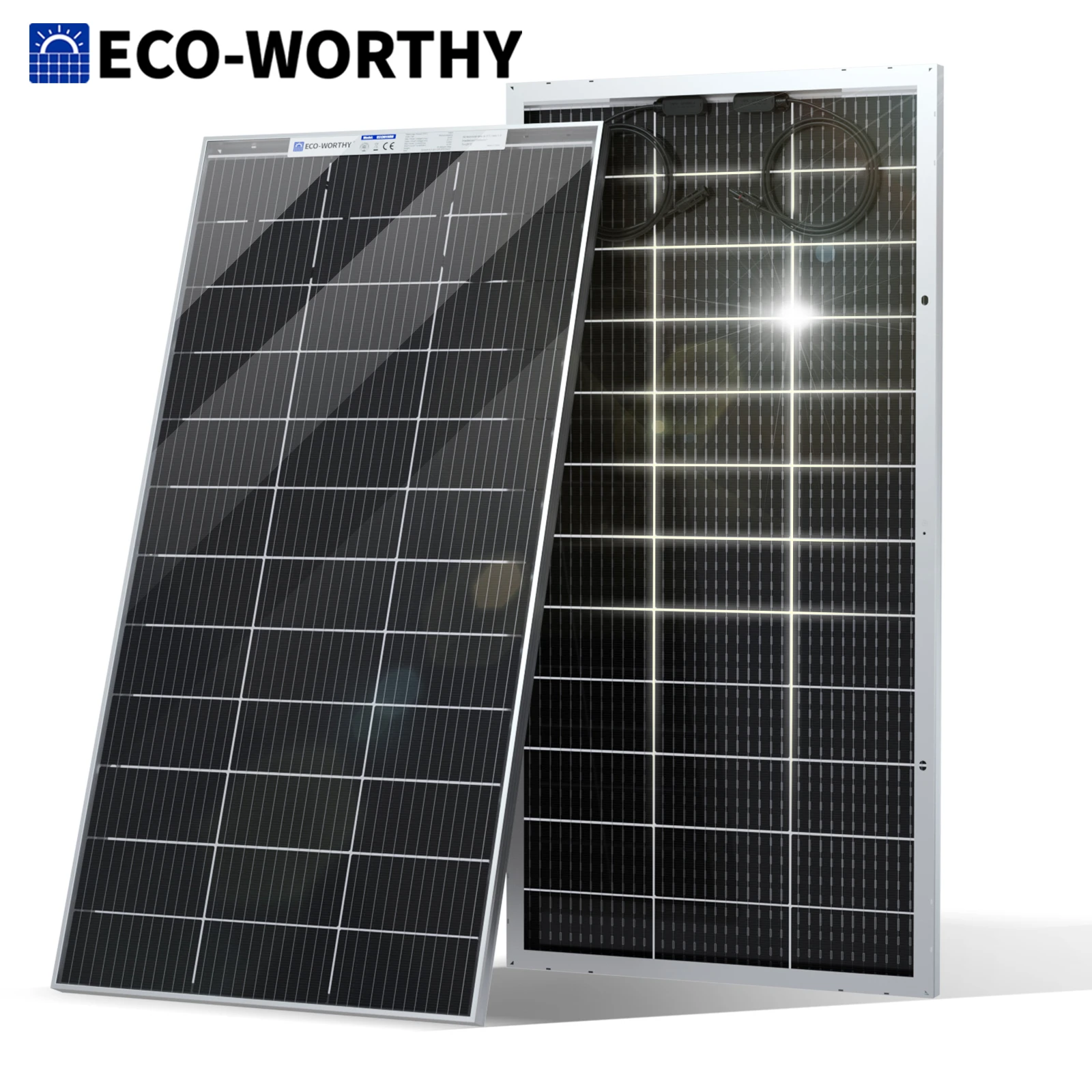 ECO-WORTHY Bifacial 195 Watt 12 Volt Solar Panel 12BB Monocrystalline Double-Sided Power High Efficiency PV Solar Panel for Home