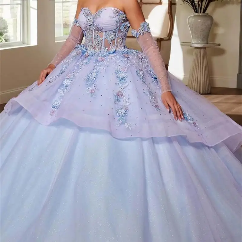 

Beaded Crystal Quinceanera Dress 2024 Bow Princess Ball Gown Vestidos De 15 Quinceañera Sweet 15 Dresses Evening Party Gown