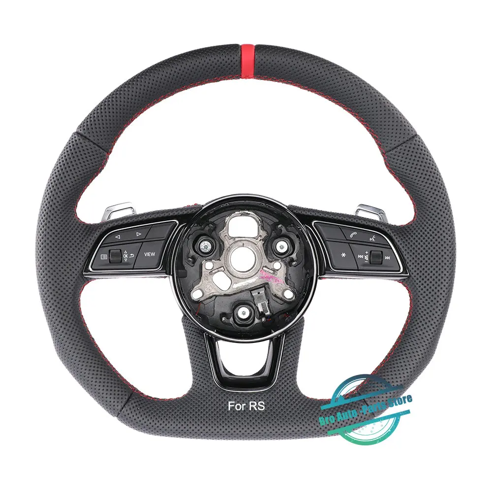 FOR Audi A4 B9 Multi-Function Steering Wheel Assembly Leather Carbon Fiber Deerskin Perforations  Material