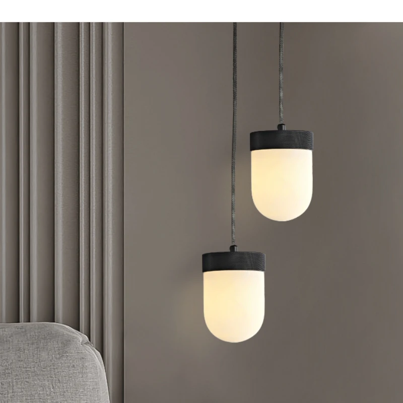 

Bedside chandelier premium light luxury cloakroom single head chandelier modern simple grid light bedroom