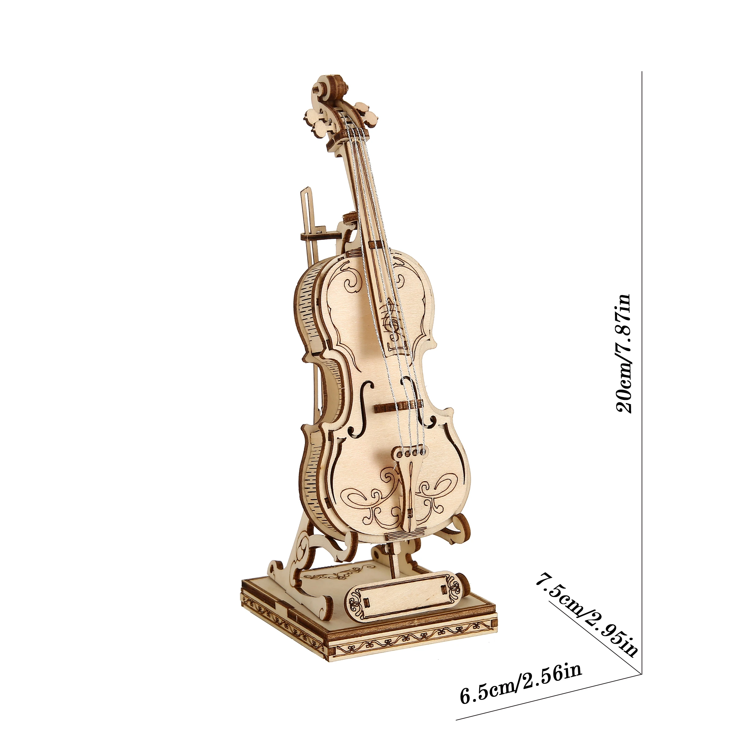 violin 3D Wooden Puzzle, Scale Model,DIY Model Kit, Handcraft Gift,Home Decoration,Mechanical Model Kit, Building Toy