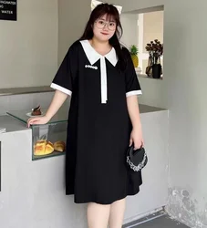 Big Large Add Plus Size 150kg abito Casual in cotone a maniche corte donna Summer Loose Fat Lady abiti Oversize per abbigliamento femminile