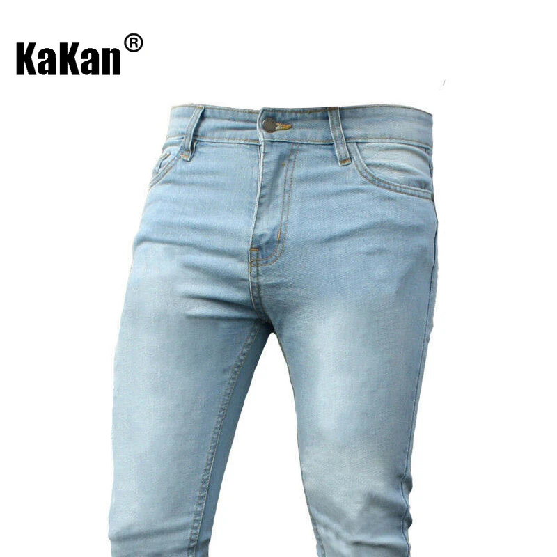 كاكان - جينز مستقيم صغير ضيق للرجال جديد، Y2K جودة عالية كلاسيكي بسيط جينز طويل ماركة جينز للرجال