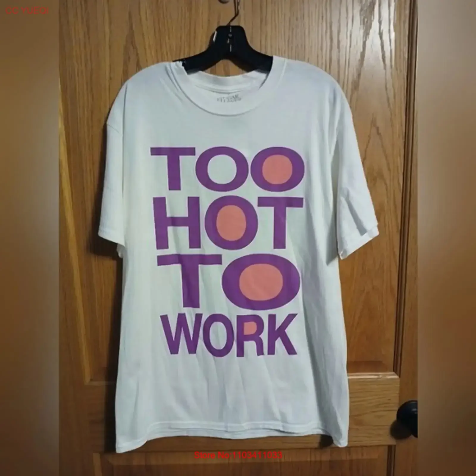 Camiseta Oversize Rue21 Too Hot To Work Blanca y Morada para Mujer Talla L Nueva con Etiqueta Vintage Lavada Transpirable para Uso Diario