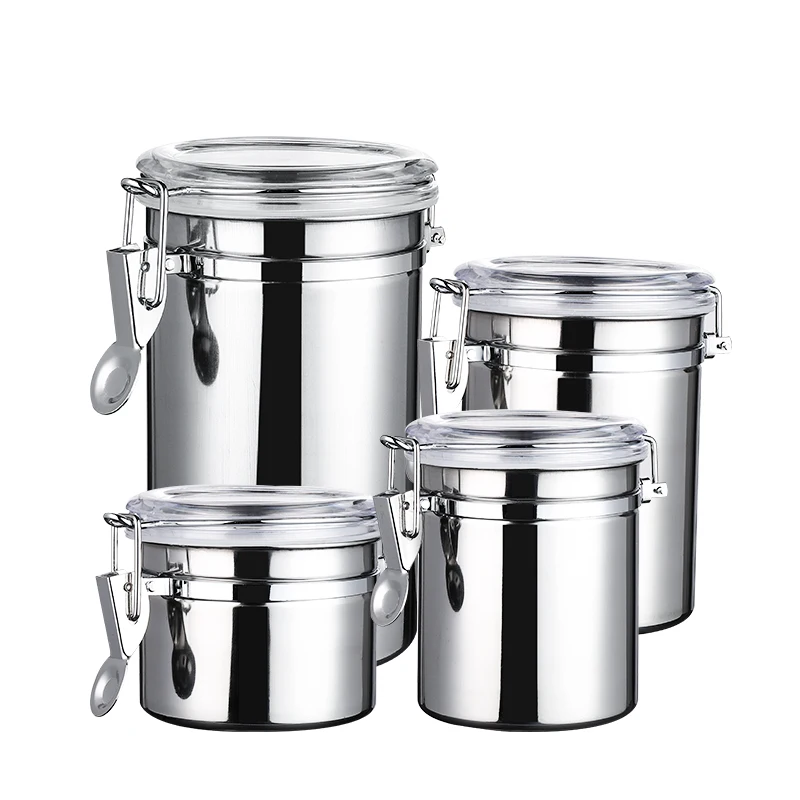 Stainless Steel Seal Can Coffee Candy Dried Fruit Powder Milk Powder Tea Can Kitchen Storage Jar Tea Shop Supplies