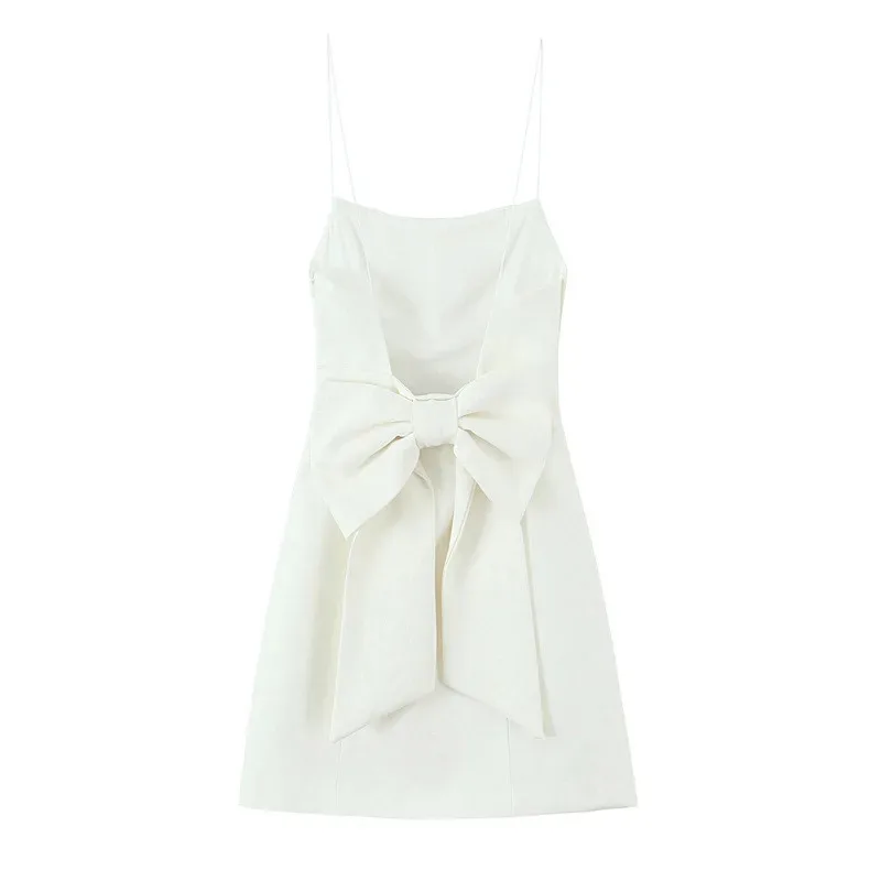 Minivestido sexy sin espalda con lazo para mujer, moda de verano 2025, para fiesta en la playa, vacaciones, ropa de noche elegante con cita