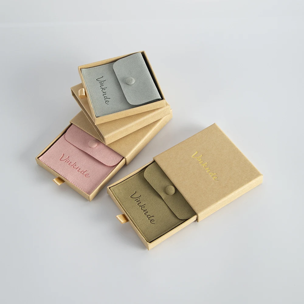 

24Pcs Jewelry Boxes Velvet Snap Bag Custom Logo Names Paper Drawer Cases Wedding Ring Necklace Party Favor Birthday Gift Pouch