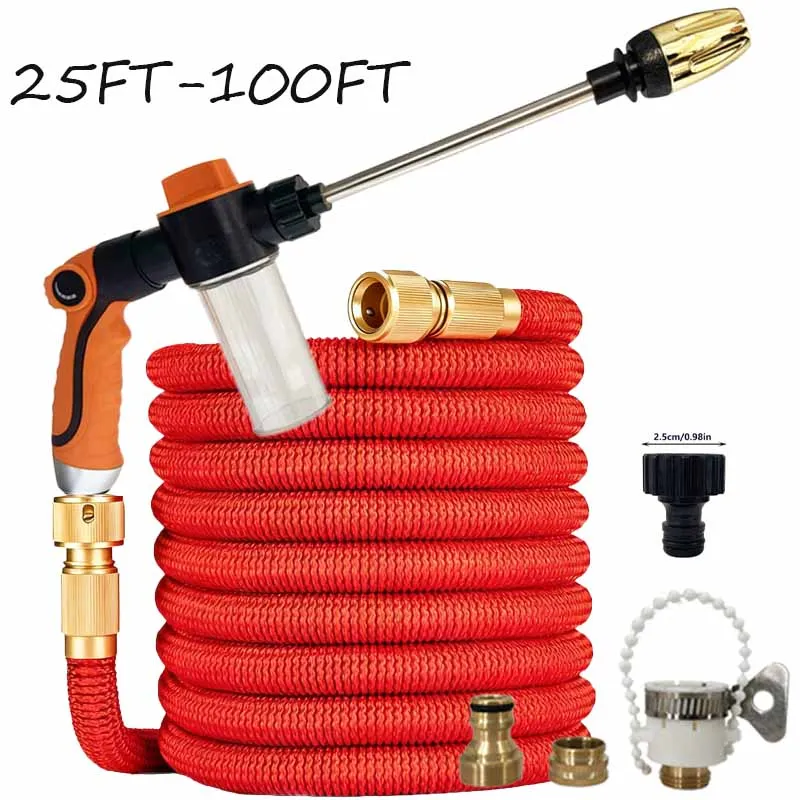 

1 шт., артефакт для орошения наружного двора: выдвижной гибкий волшебный шланг + многофункциональная насадка, водяной пистолет для мытья автомобиля