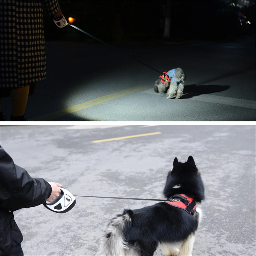 Adjustable Dog Leash with LED Light Max Bear for Small Medium Large Dog Automatic Retractable Durable Pet Supplies 5/3 Meter