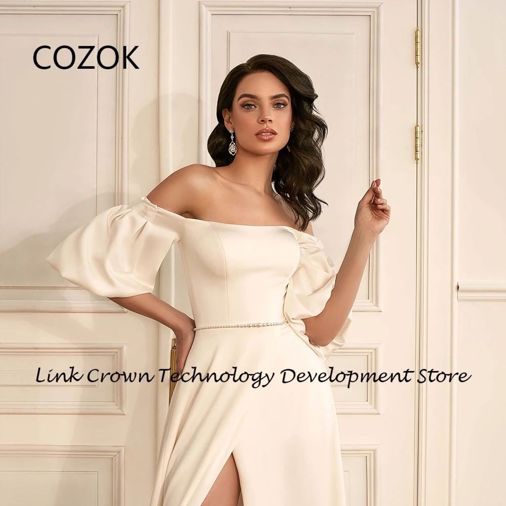 Cozok Off Shoulder Boot Hals Trouwjurken Voor Prinses 2024 Zomer Jersey Half Mouw Bruidsjurken Vetervestidos De Novia