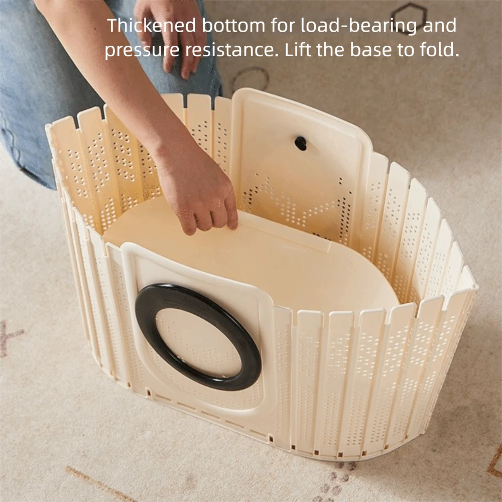 Portable Plastic Dirty Clothes Basket Folding Wall-mounted Laundry Hamper Durable Foldable Laundry Basket Home Use - view 3