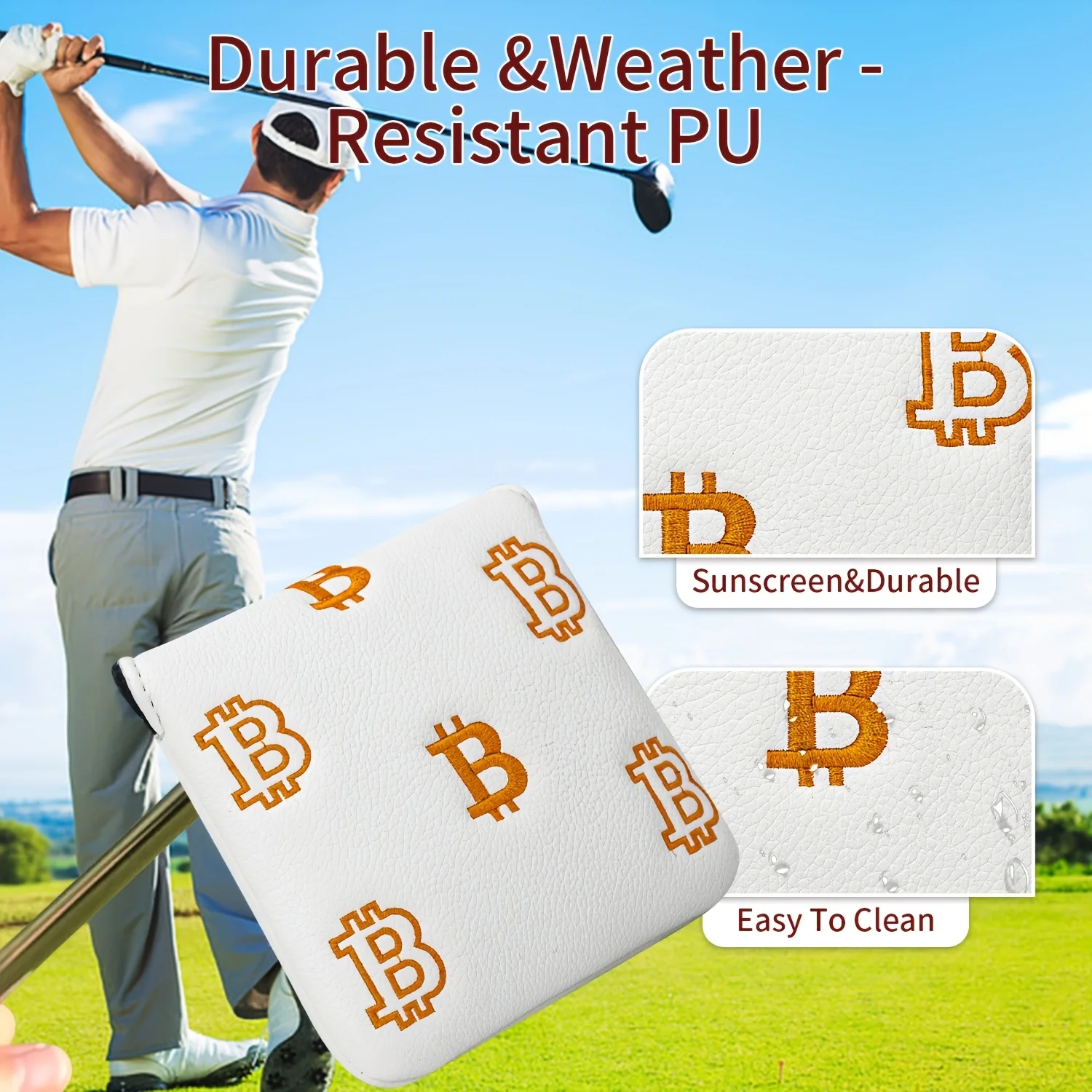1pc Letter B Style Design Style Club Head Cover, Golf Putter Club Cover, Golf Mallet Putter Cover - PU with Advanced Embroidery image 5