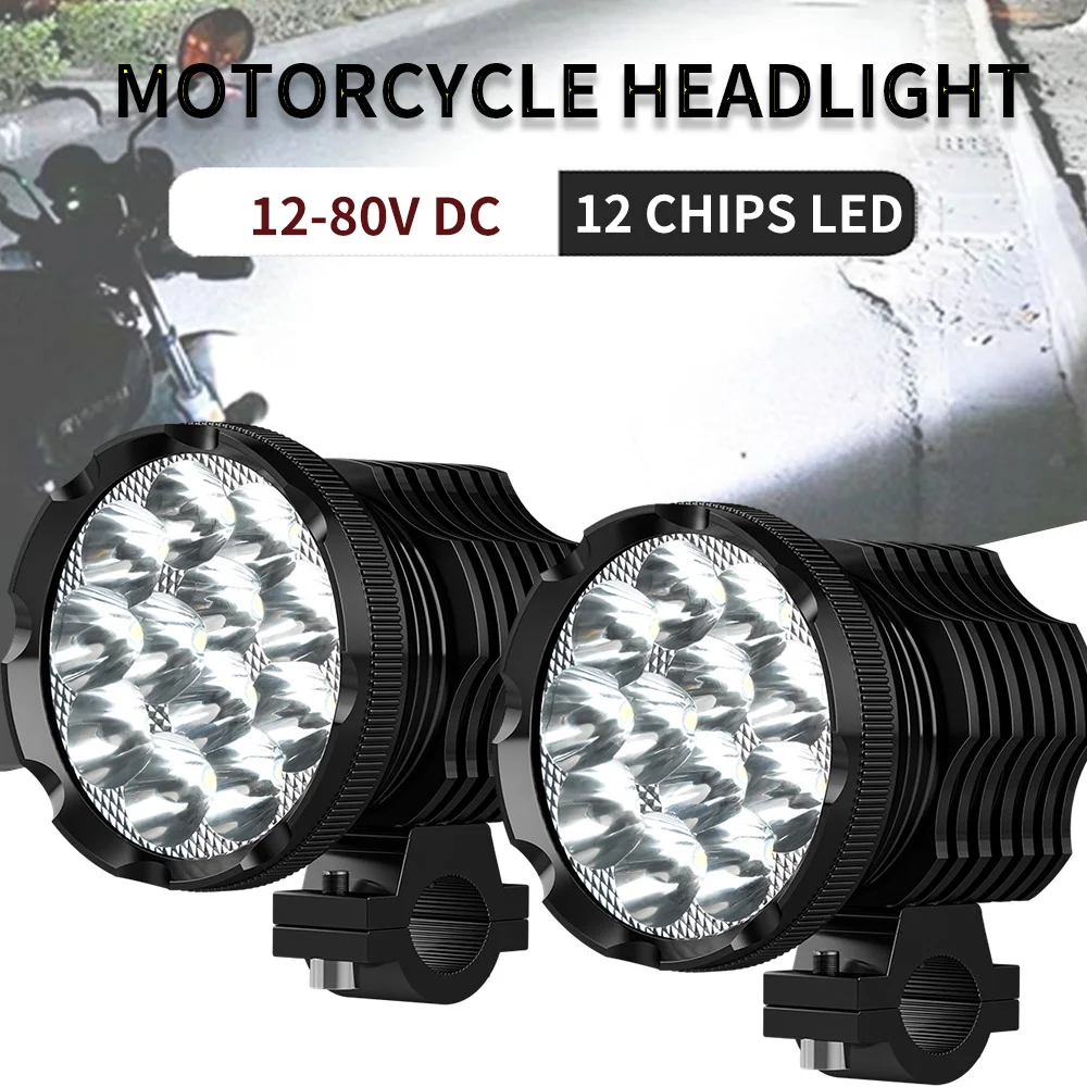 12 Chips Auxiliary Led Headlight For Motorcycle Spotlights For Suzuki Sv 650S Sv1000 Sj410 Dr 350 Dl 650 V Strom Bandit 400