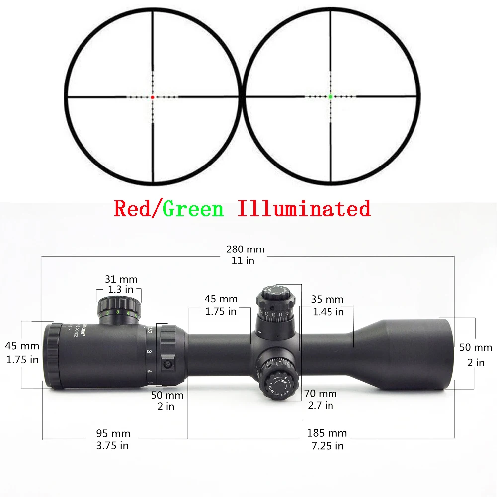 Visionking 1.5-6x42 Trajectory Lock Riflescopes FMC 30mm Tube Illuminated Night Vision Long Range Sniper Tactical Hunting Sight