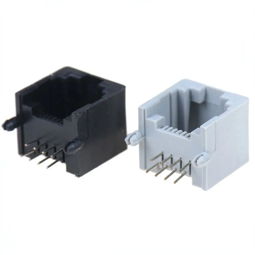 8P8C Modular Jack RJ11 RJ45 Connector Gray Telephone Port Wall Socket Network Ethernet Signal Interface Device Accessory