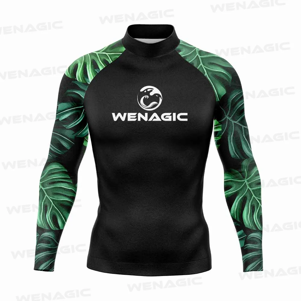 2023 nowy Surf Wear mężczyźni Surf T-Shirt ubrania gimnastyczne stroje kąpielowe z długim rękawem Swim Floatsuit topy Uv pływanie Tight Rash Guard Surfing