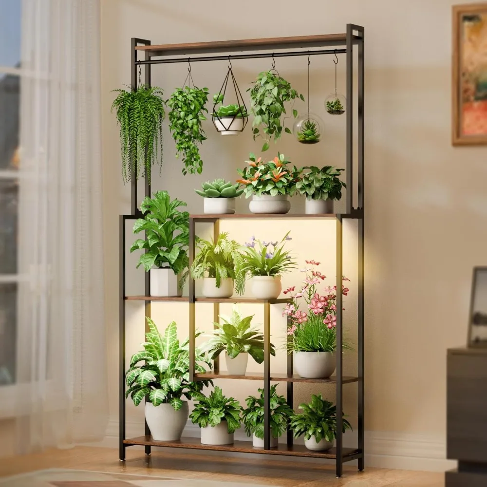 

Large Plant Stand Indoor with Grow Light , 5 Tiers 12 Pots Holder, 72" Tall Metal Plant Shelf, Heavy-Duty Rectangle Display Rack