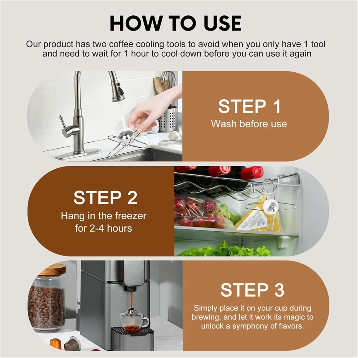 再利用可能なエスプレッソコーヒークーラー、アイスコーヒーボール、真のフレーバーをアンロックする、完璧なツール、2個