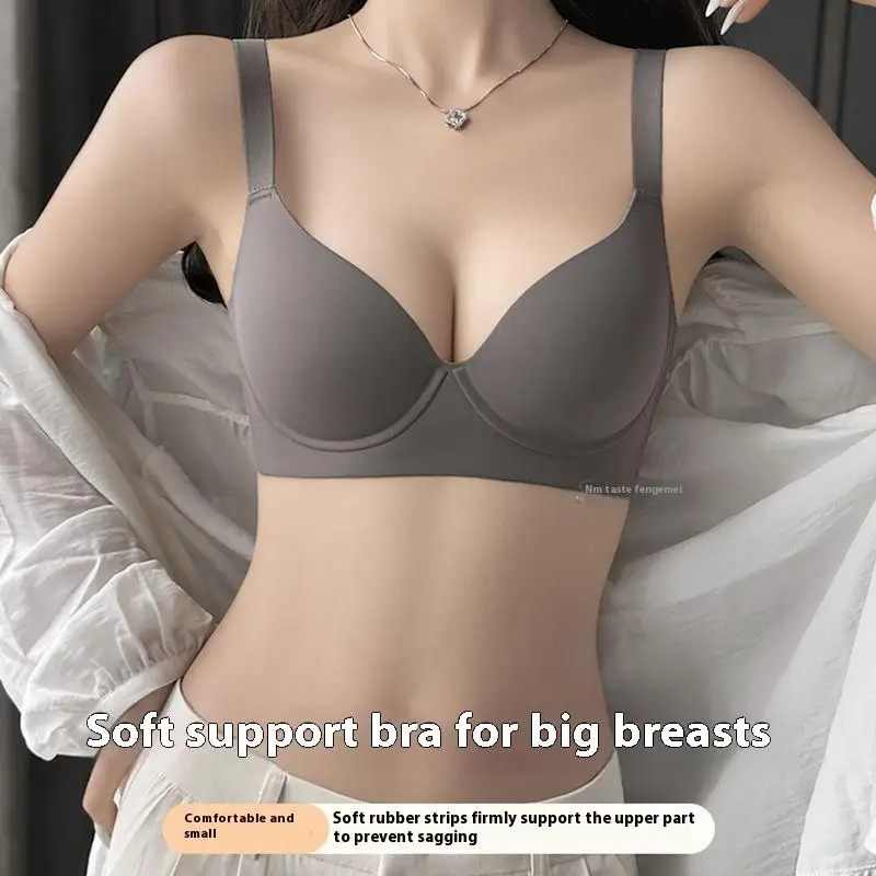 Plus Size Seamless Bra for Women, Comfort Lingerie, Bridal, Basic, Minimalist, Soft Underwire, Side Support, Anti-Sagging