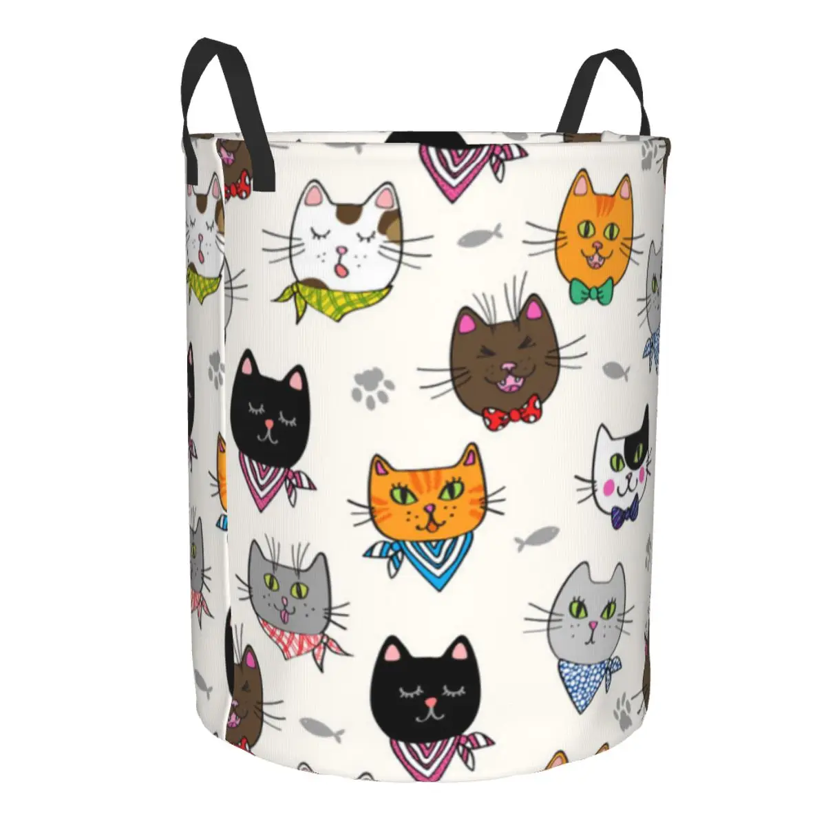 Dirty Laundry Basket Funny Hipster Cat Portraits Folding Clothing Storage Bucket Home Waterproof Organizer