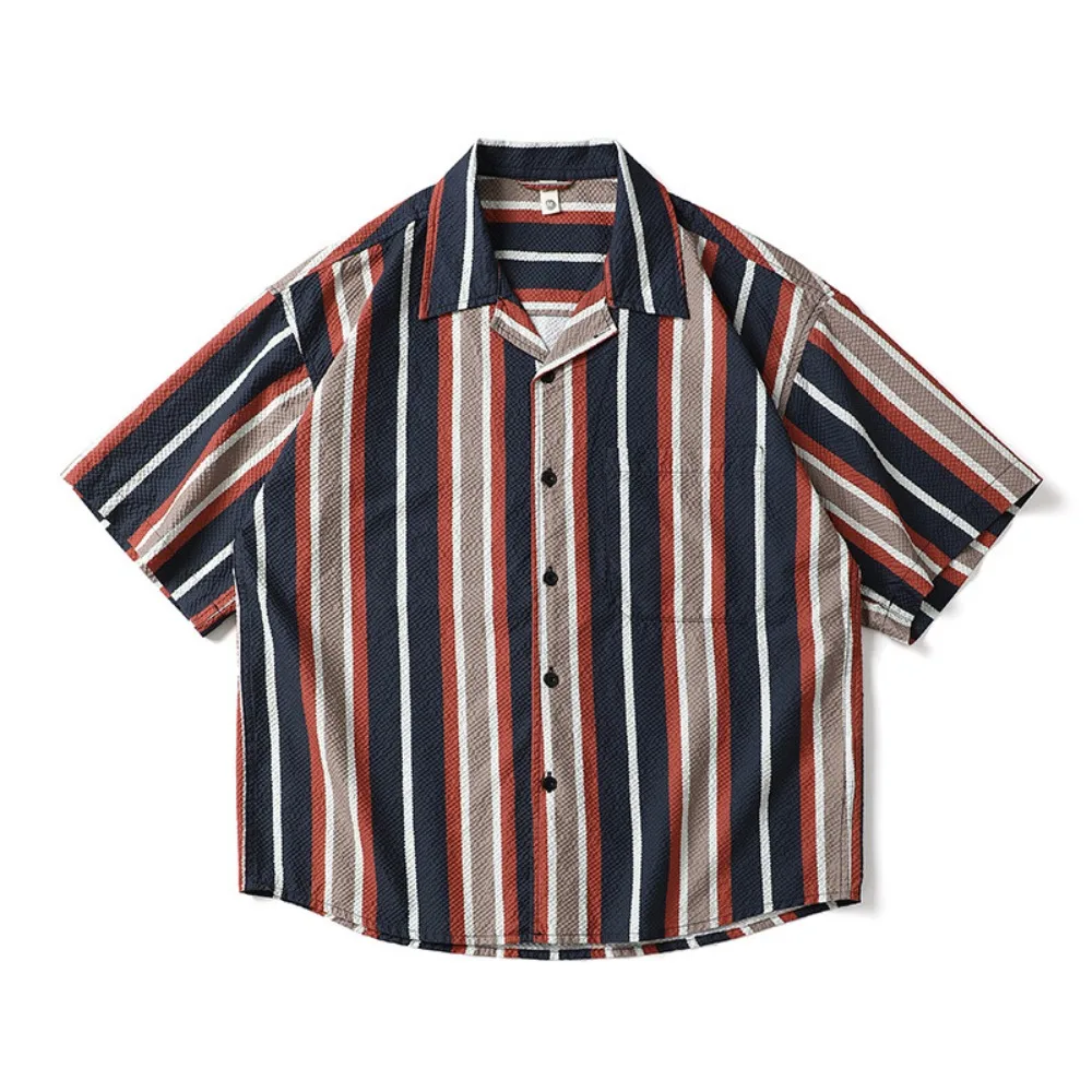 هاواي نمط الكوبية طوق قصيرة الأكمام قميص الرجال فضفاض رغوة الشاش خمسة أرباع الأكمام الأزهار الشارع الشهير قميص غير رسمي