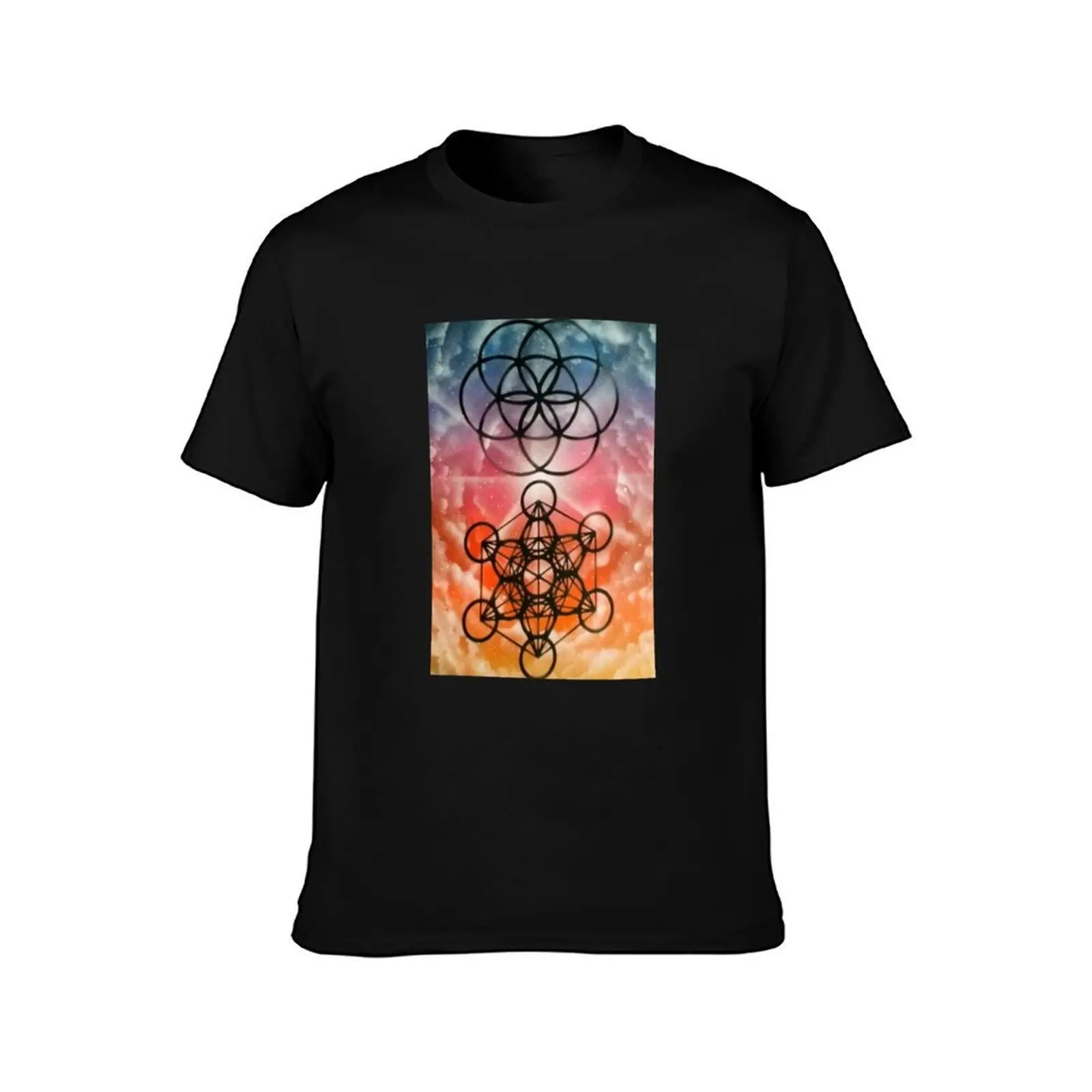 Origins Sacred Geo T-Shirt, Summer Casual Cotton Tee, Oversized Streetwear Tops, Vintage Graphic Print, Loose Fit Short Sleeve
