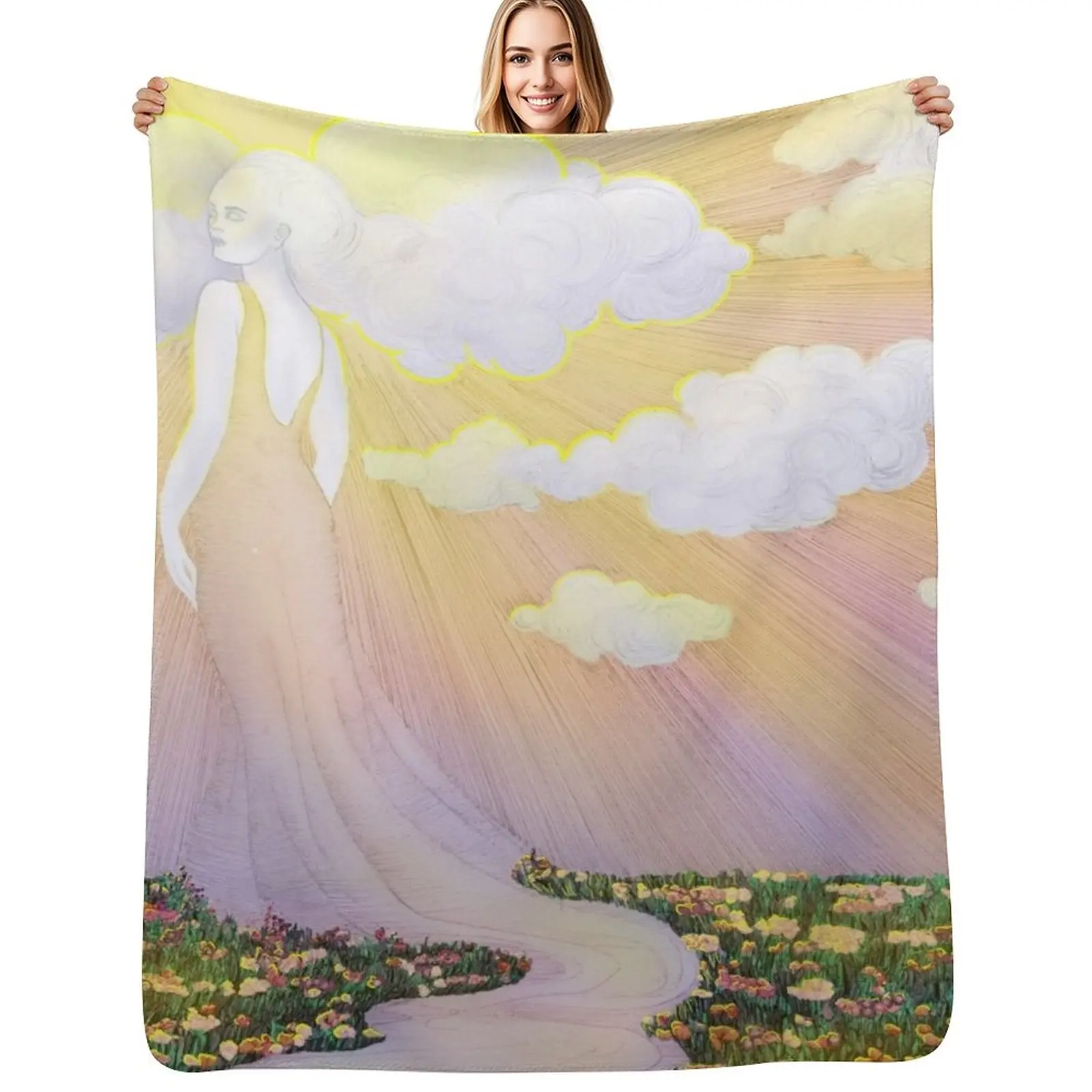 

Dawn Spirit of the River and Sky Throw Blanket blankets ands Flannel Fabric Loose Blankets