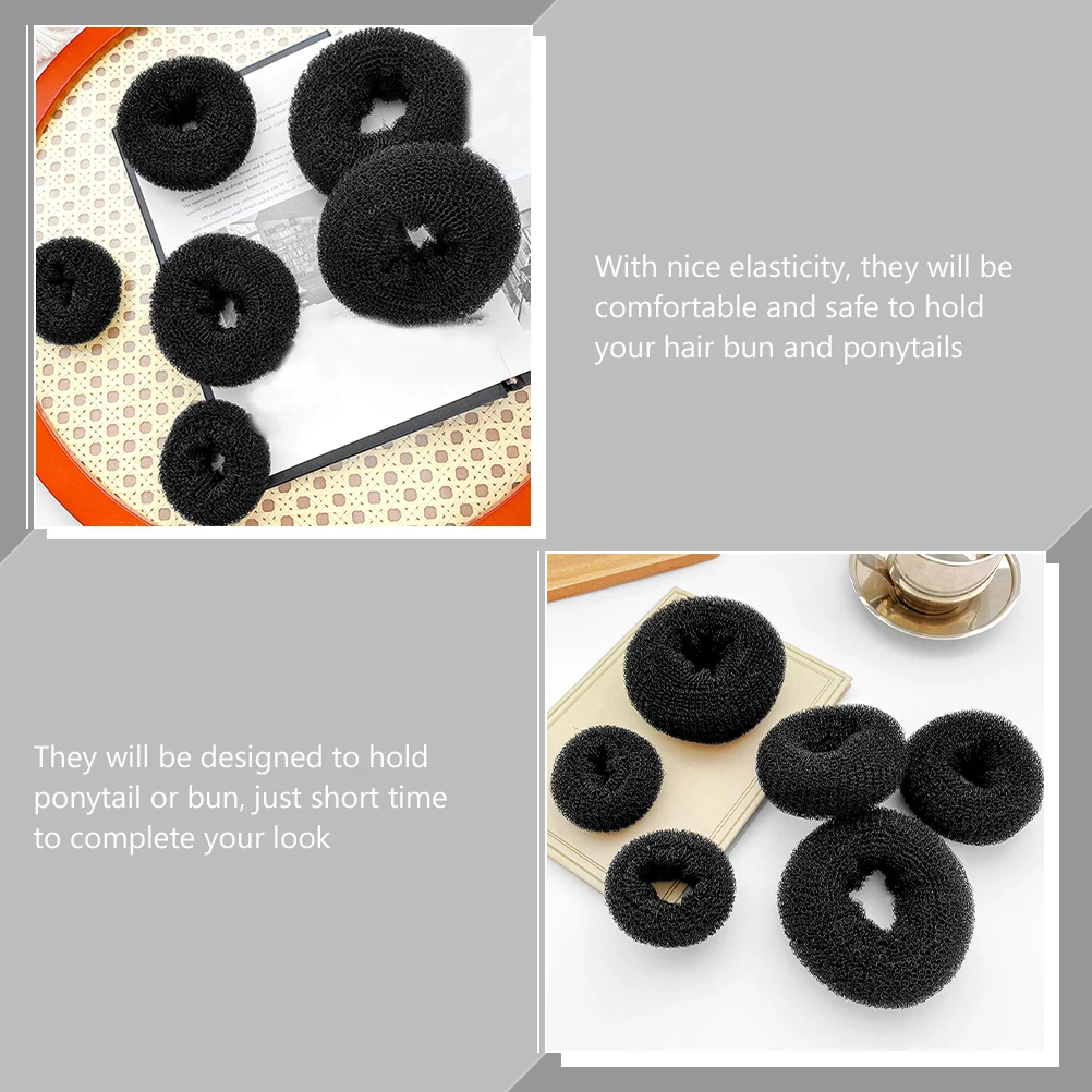 

6pcs Bun Maker Nylon Silk Donut Ring Accessories Hair Circle Auto Adjust Firm Fix Hairstyles Women Girls Party Wedding Daily Use