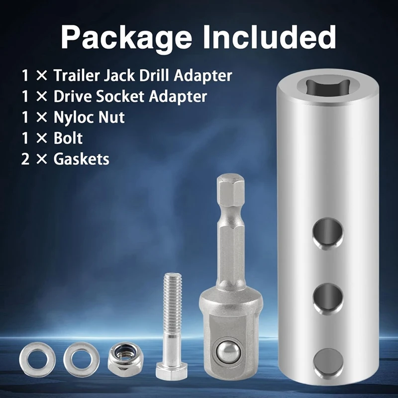 Adaptador de taladro eléctrico de acero inoxidable con enchufe de 1/2 pulgadas, Compatible con eje de transmisión Jack de 1 pulgada