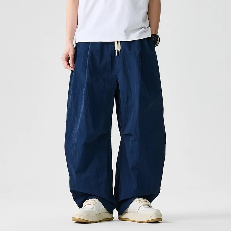 2026 Summer New Outdoor Walking Wide Leg Pants for Men Japan Korean Fashion Harajuku Men's Casual Baggy Pants Joggers Sweatpants