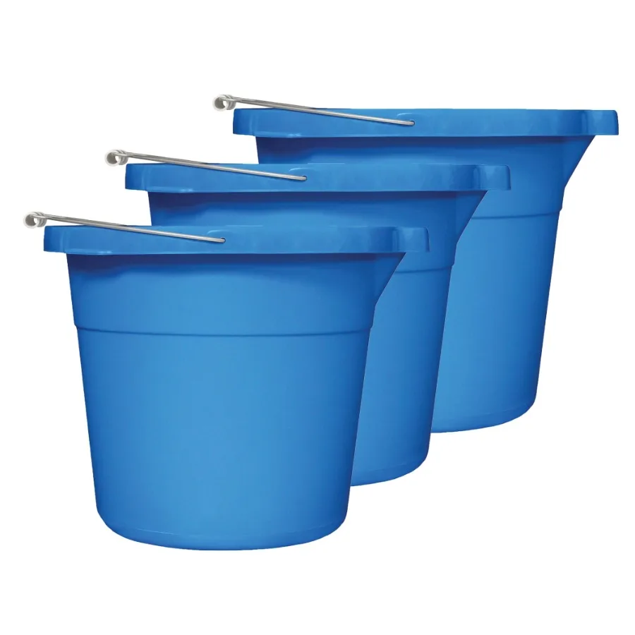 SM Arnold Inc 12 Quart Multipurpose Plastic Bucket Blue 3 Pack - Cleaning and Household Supplies