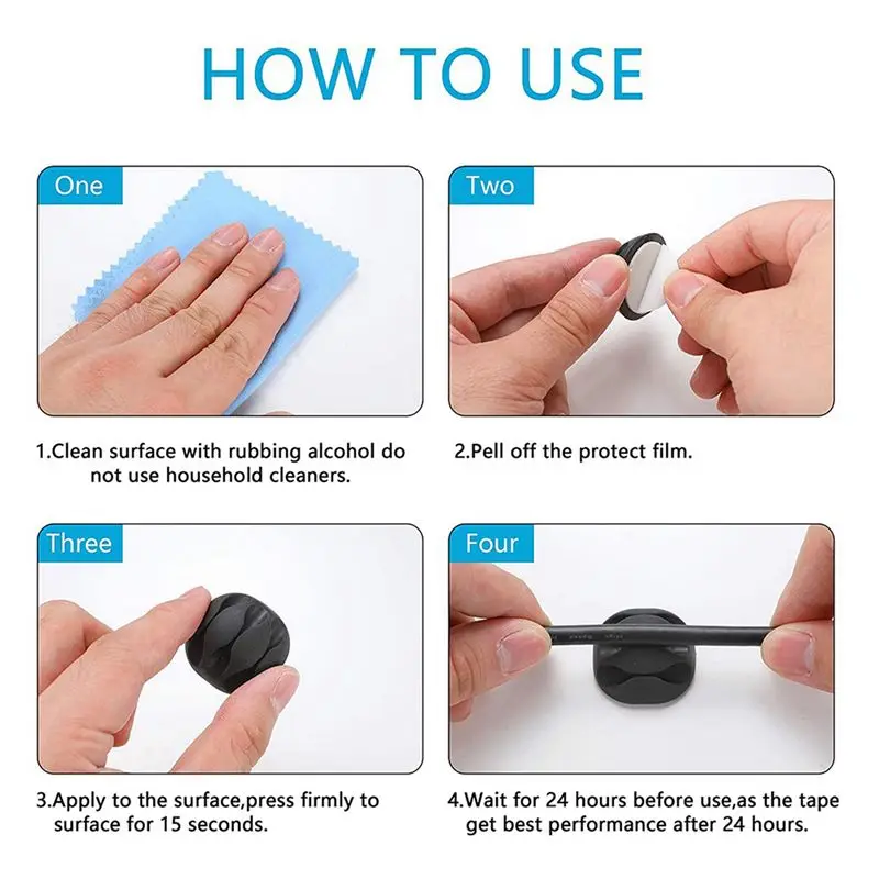 ABUH-346 Pcs Cable Management Organizer Kit, Adhesive Cable Clips Holder,Cable Ties,Adhesive Wall Cable Tie,Fasten Cable Ties