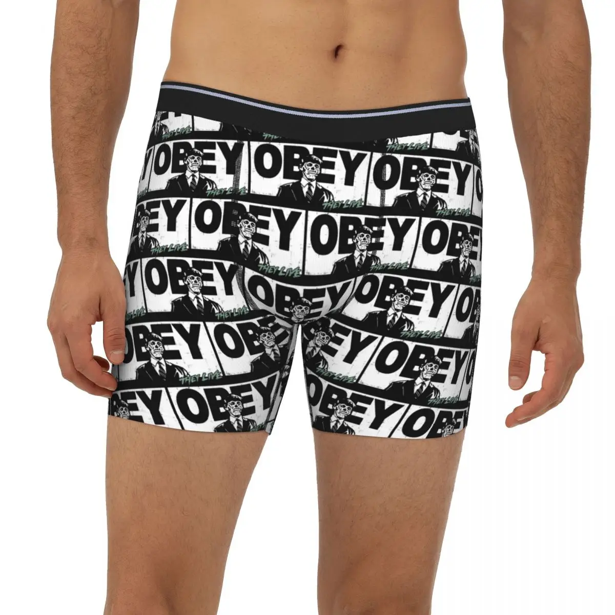 

They Live Obey Long Boxer Underpants Short Male Panties Comfortable Underwear for Homme Man Boyfriend Gift