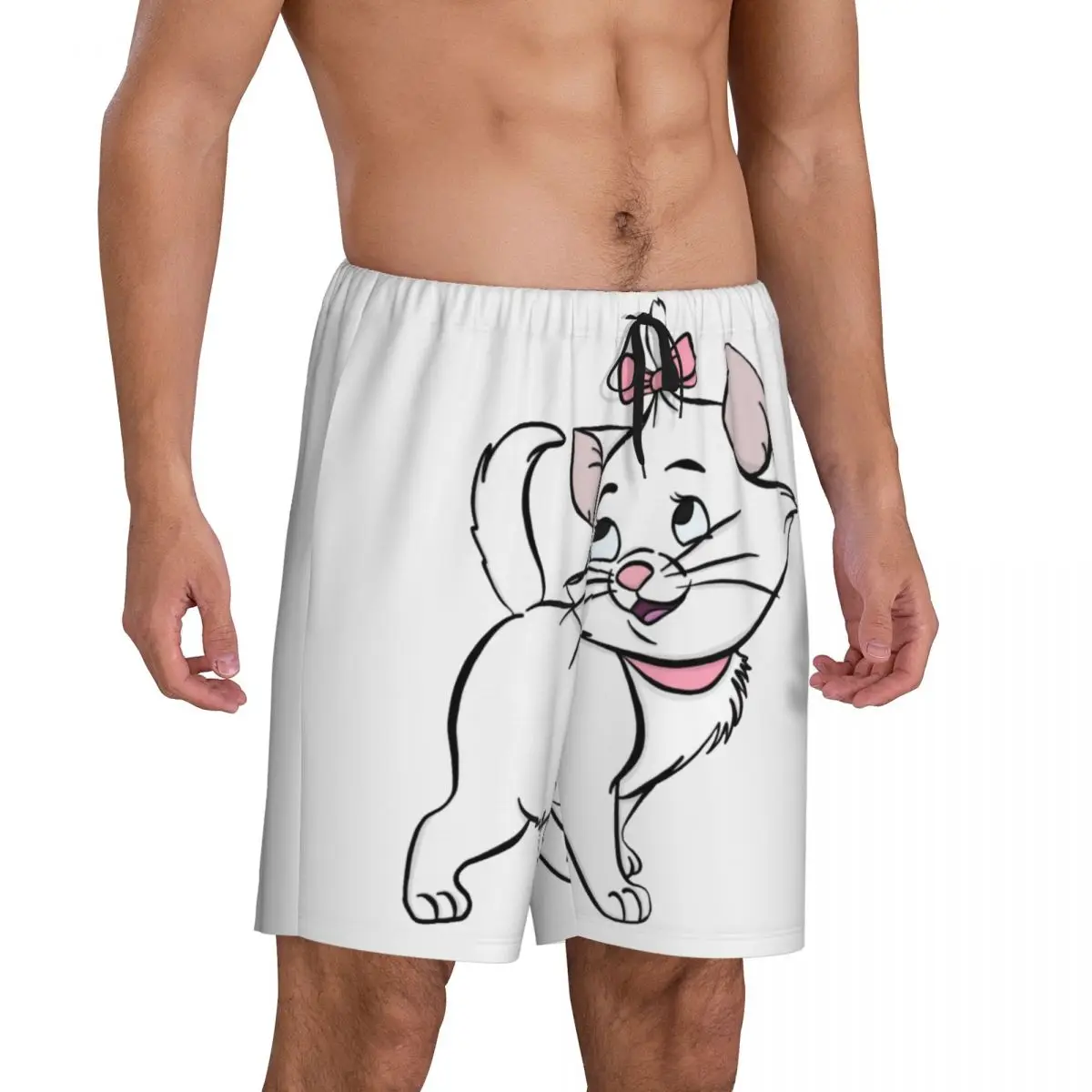 Custom Print Men's The Aristocats Pretty Kitty Marie Cat Pajama Bottoms Sleepwear Pjs Sleep Shorts with Pockets