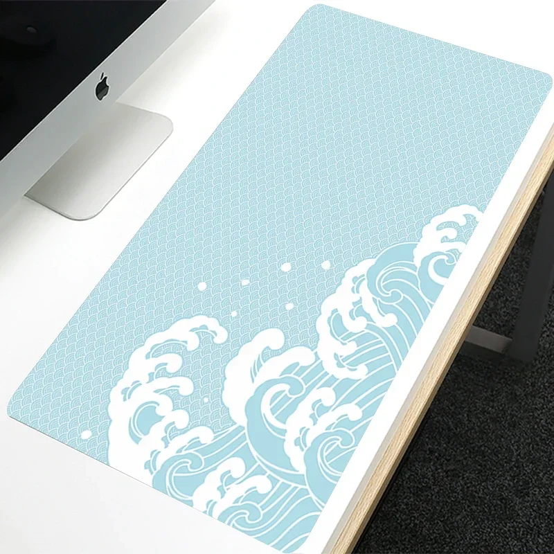 Japanese Styles The Great Wave Large Size Rubber Anti- Slip Mousemats Computer Laptop Accessories Keyboard Desktopmats 400X900mm