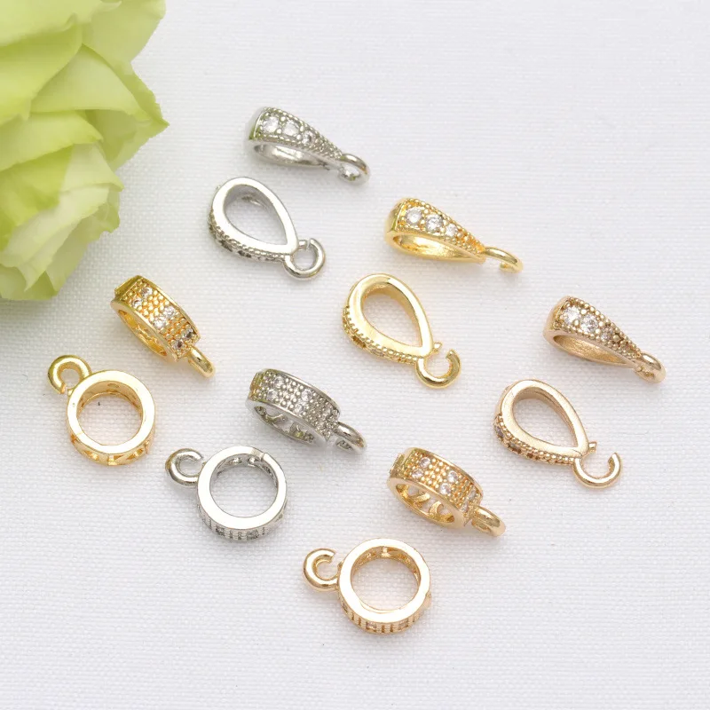 

10PCS 14k Gold Zircon Melon Seed Clasp Pendant Round Charms For Jewellery Making DIY Bracelets Necklaces Accessories