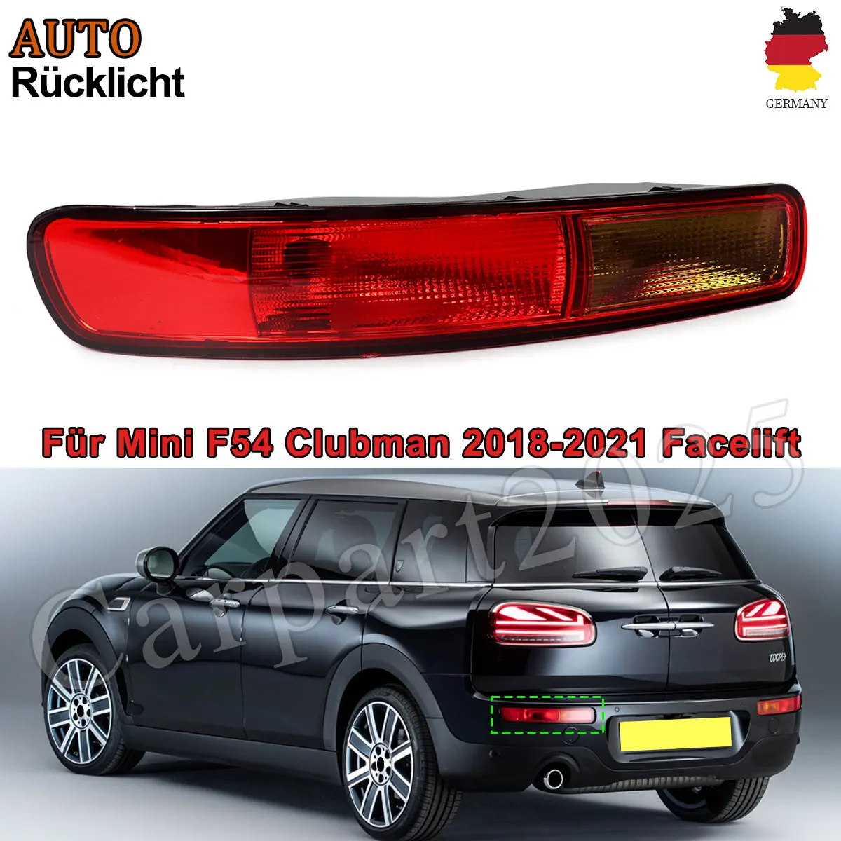 Per MINI Clubman F54 2018-2024 Luce Posteriore Inferiore del Paraurti, Fanale Posteriore, Luce di Segnalazione Automobilistica Sinistra