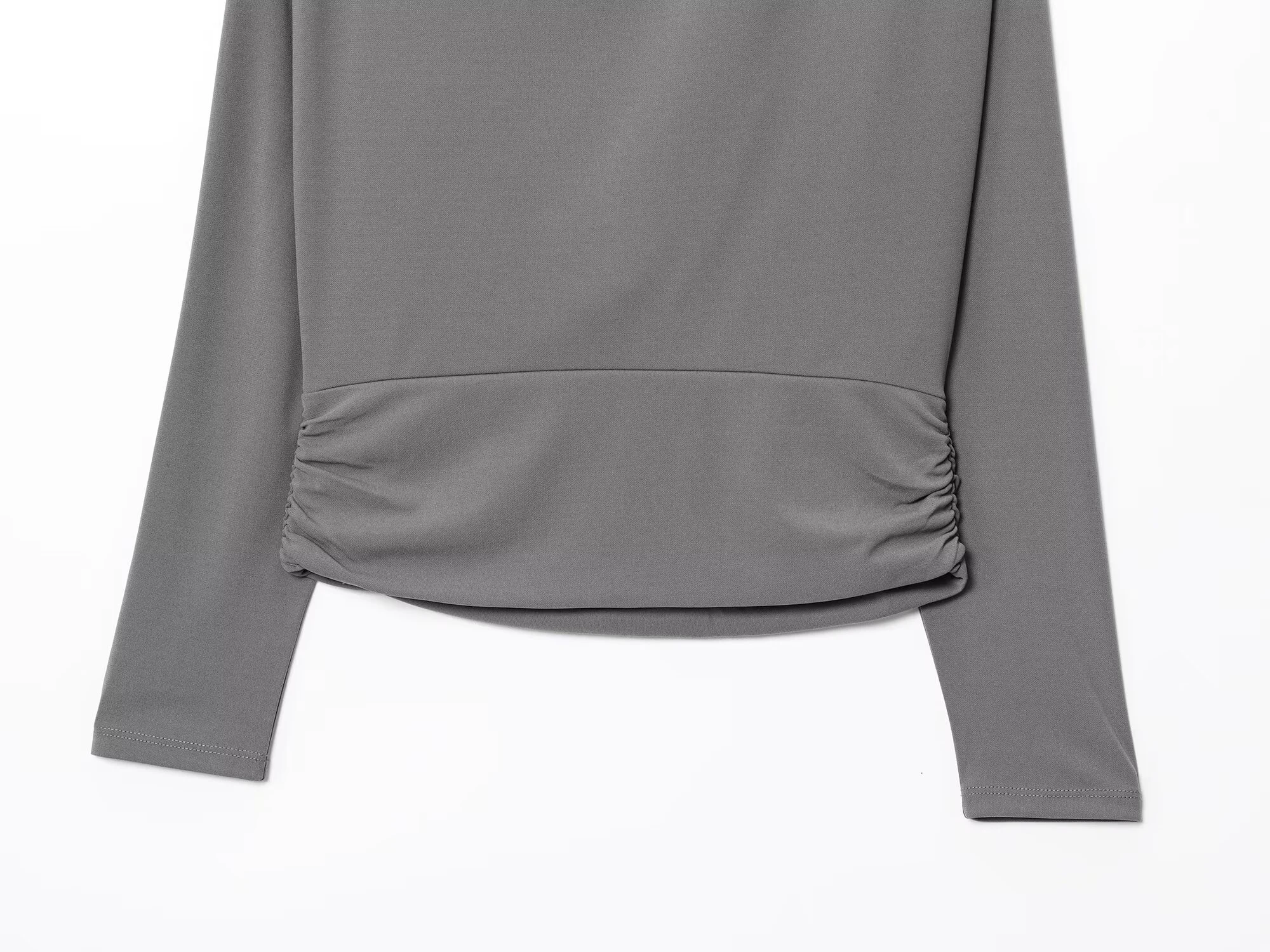 DEEABAE Outono feminino pescoço reto manga comprida costas plissadas joias top plissado cintura média conjunto de saia longa de malha