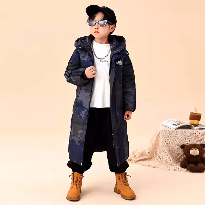 

New Children Winter Down Jackets Warm Thicken Clothing Boy Fashion Overcoat 4-14 Years Hooded Parka Outerwear Kids Teen Snowsuit