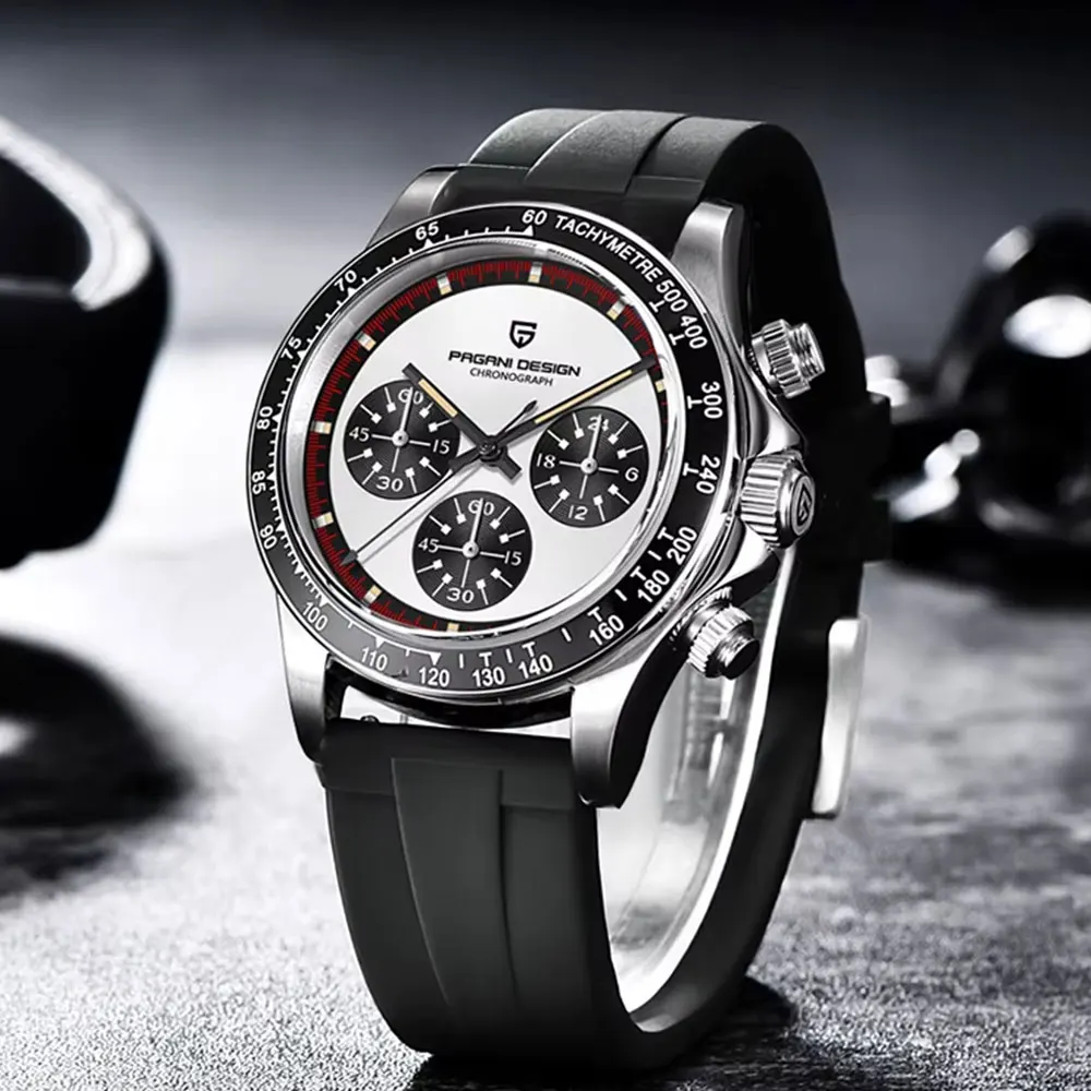 PAGANI DESIGN 40mm Multifunctional Chronograph Ceramic bezel VK63 Men's Watch Stainless Steel Waterproof Quartz Watches for Men