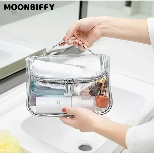 

PVC Transparent Women Cosmetic Bags Waterproof Travel Makeup Pouch Clear Zipper Toiletry Organizer Washing Beauty Storage Box