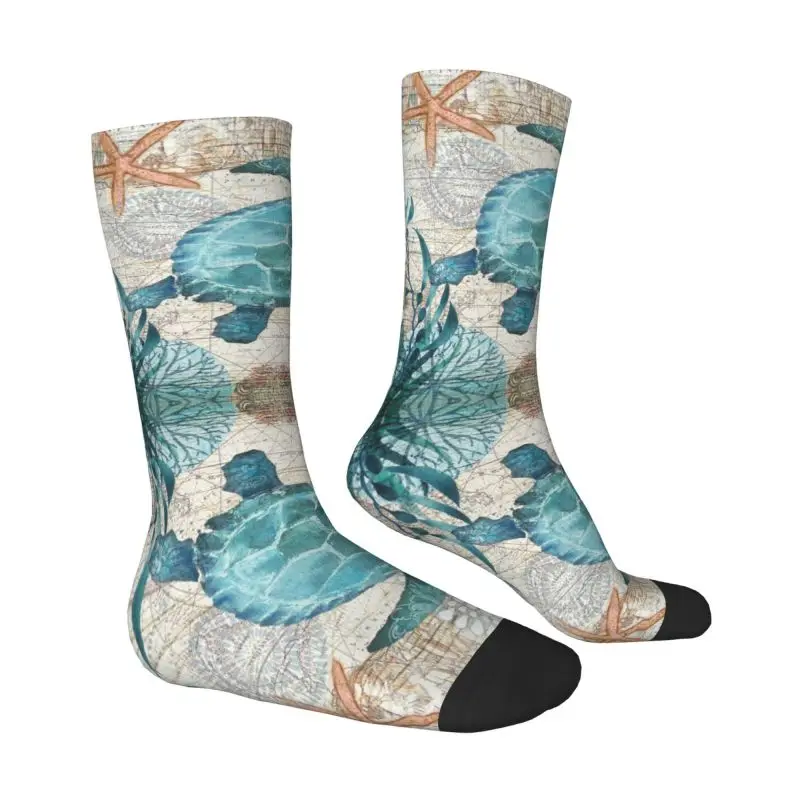 Vintage Sea Turtle Men Women Crew Socks Unisex Cute Marine Life Spring Summer Autumn Winter Dress Socks