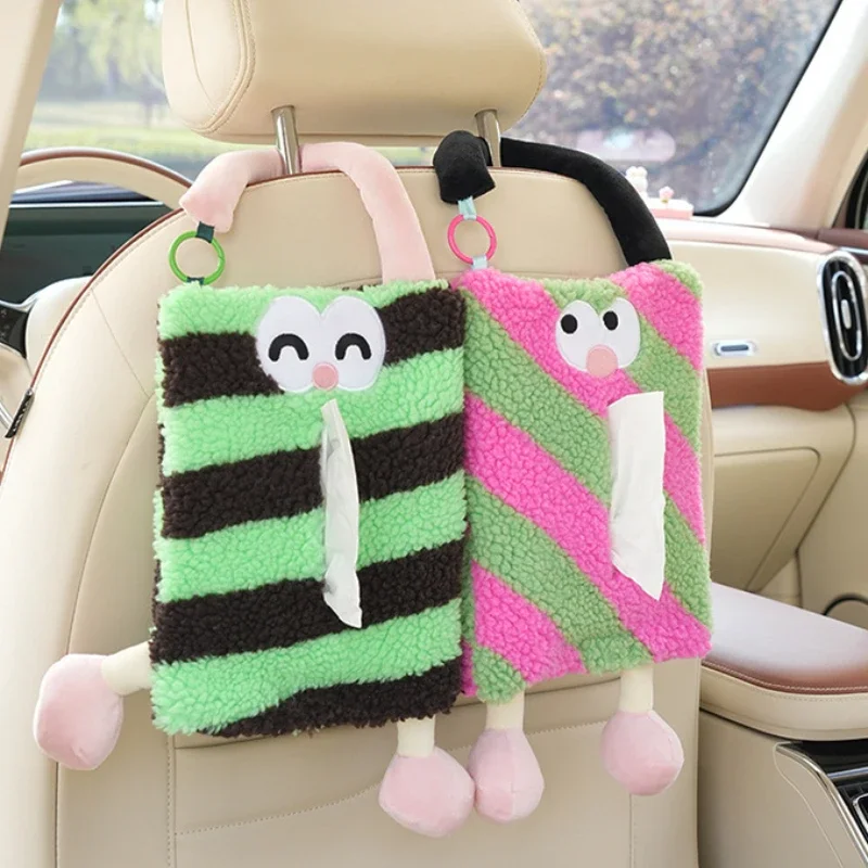 

Creative cartoon car tissue box plush monster car seat back hanging paper box Internet celebrity inside tissue box