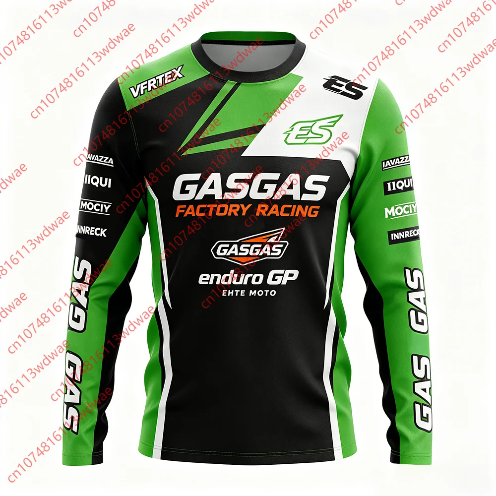 GASGAS Racing Enduro GP Motocross-Trikot, schnell trocknend, atmungsaktiv, langärmlig, MX-Offroad-Oberteil, Outdoor-Sport, Herren-Radsportanzug