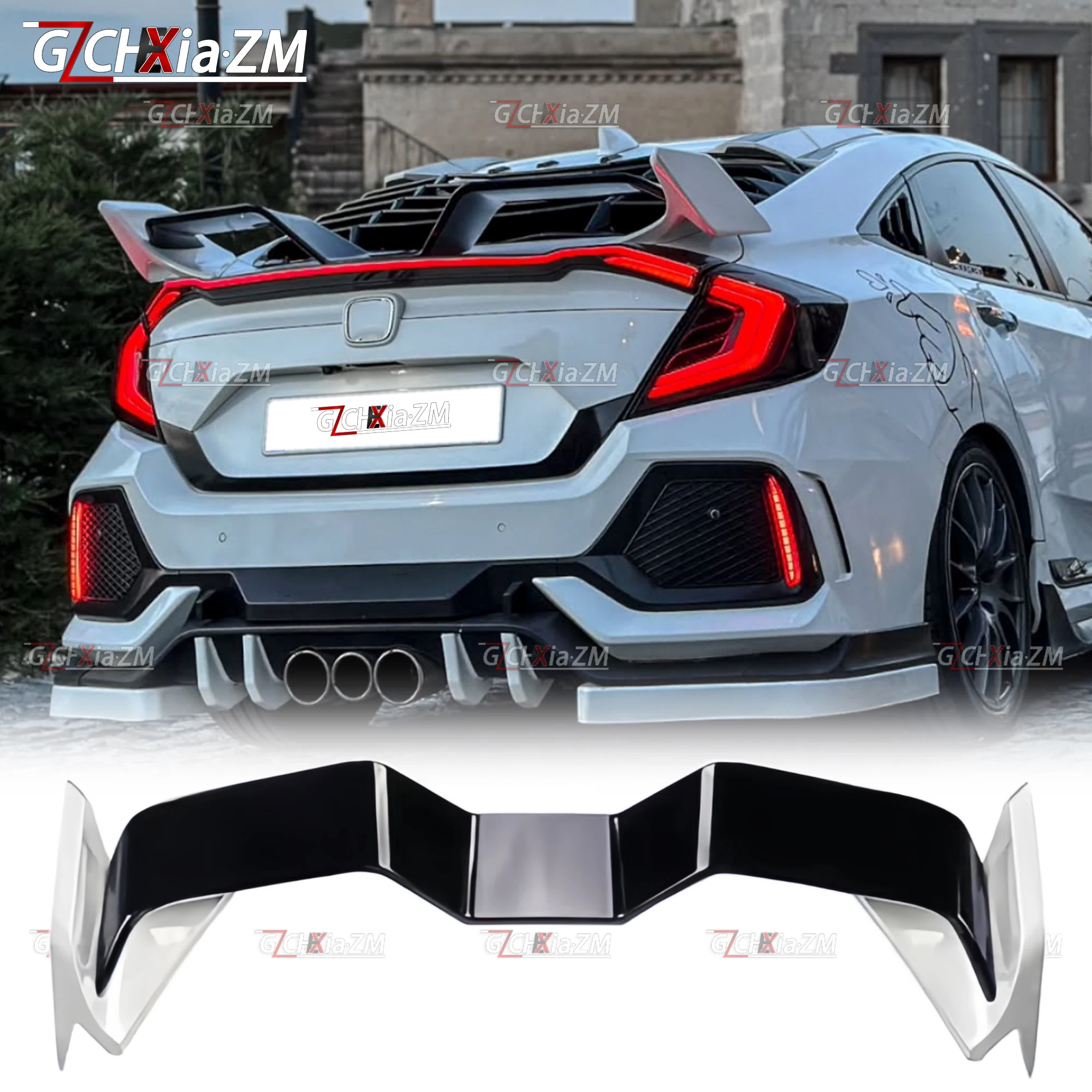 

For 2016-2020 Honda 10th Civic Sedan GT Style Rear Spoiler ABS Material Trunk Lid Diffuser Body Aerodynamic Kit Rear Wing