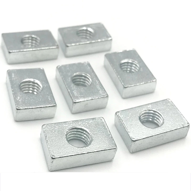 10/ 50pcs Square Nut  Rectangular Nuts Thin Slider Block Nuts Zinc-Plated Carbon Steel Aluminum Profile Accessory M3 M4 M5 M6 M8