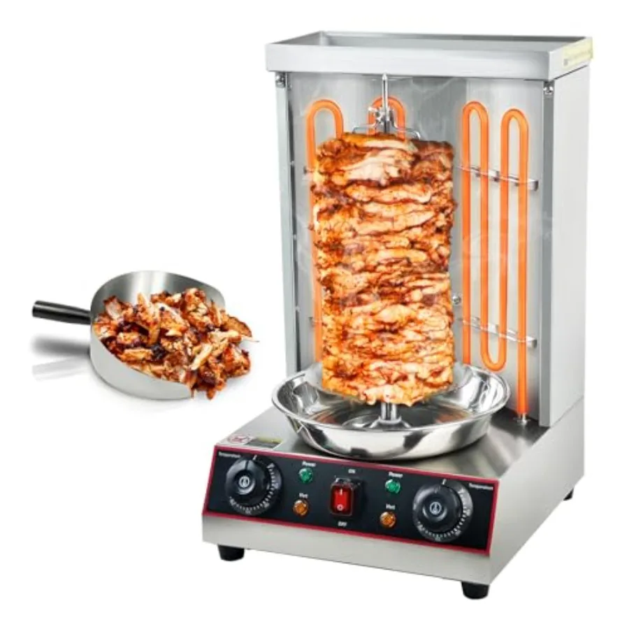 Electric Vertical Rotisserie Grill with 2 Burners